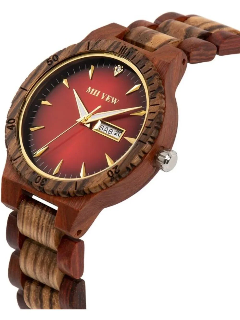 Stylish Men's Lightweight Wooden Watch - Handmade Analog Quartz with Date